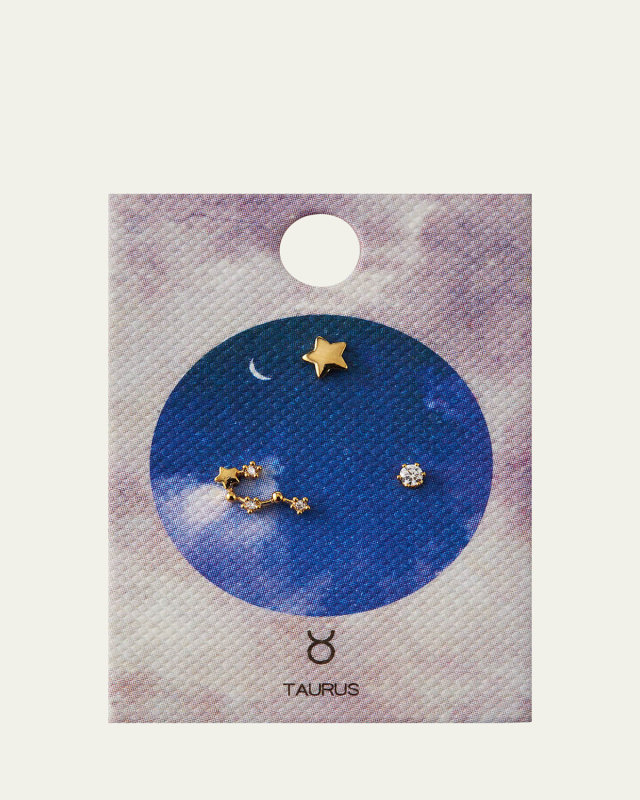 Zodiac Constellation Stud Earrings w/ Cubic Zirconia